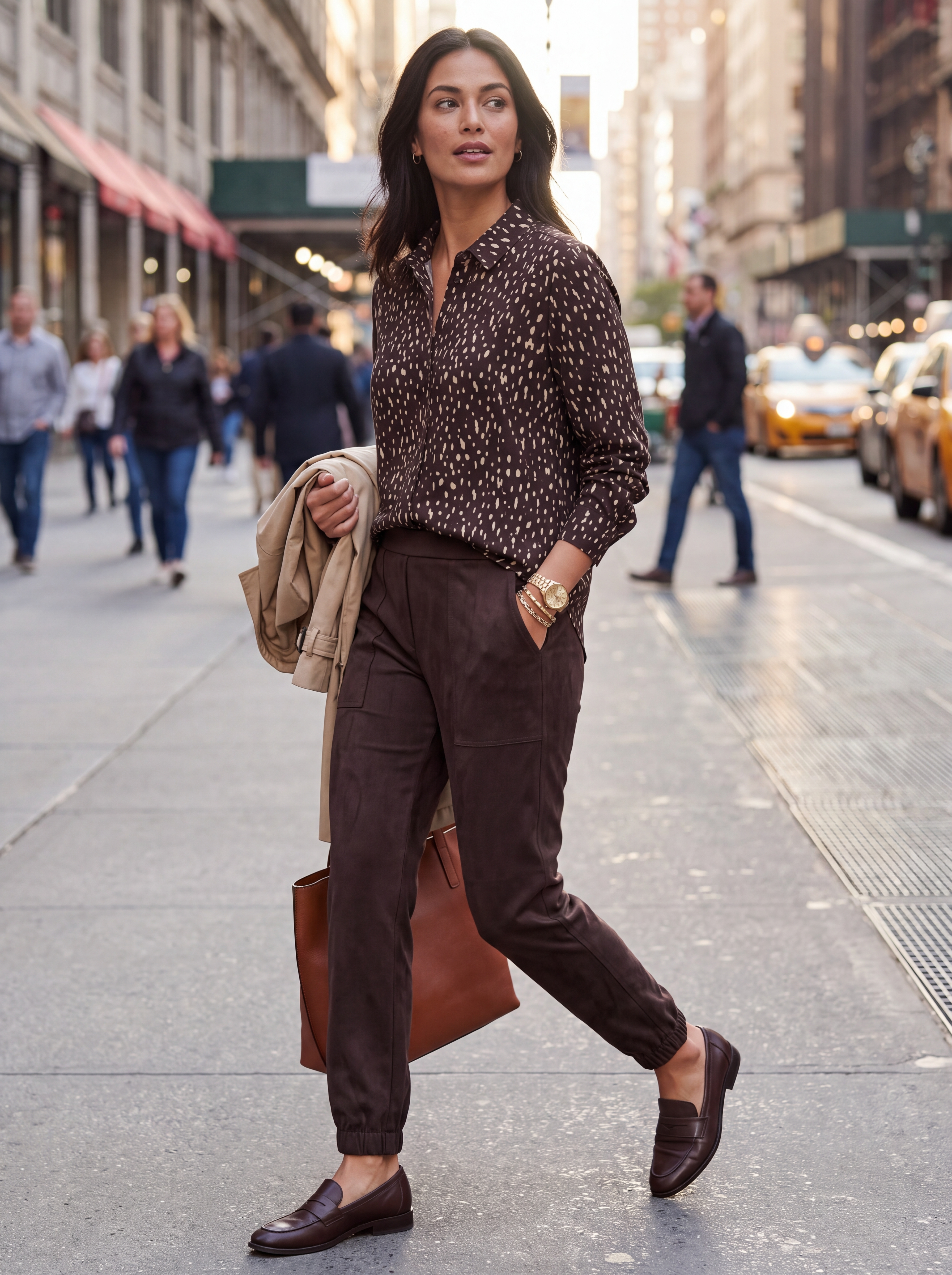 Dámska džersejová bodkovaná košeľová blúzka BROADWAY CHOCOLATE PLUM DOT s.WEAR 5